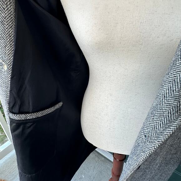Vintage Women’s Wool Herringbone Coat M Alorna USA Union Made Gray 1970's 80's - Picture 7 of 11